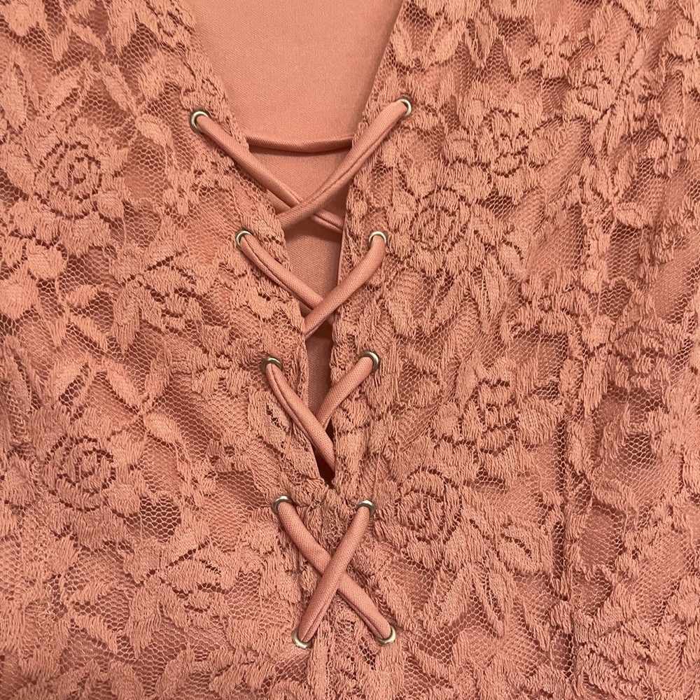 Ambiance Pink Fit and Flare Dress with Bell Sleeves for Weddings - Picture 2 of 4